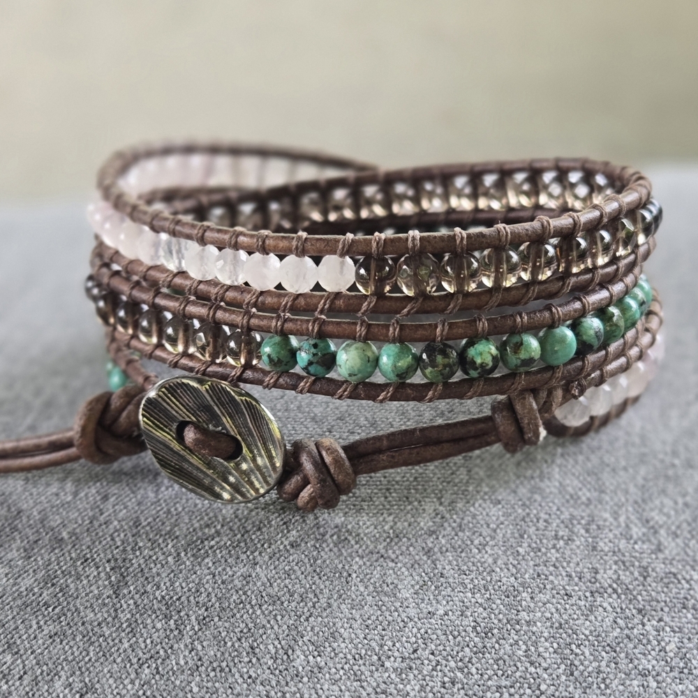 New HANDMADE Gemstones Wrap Bracelet